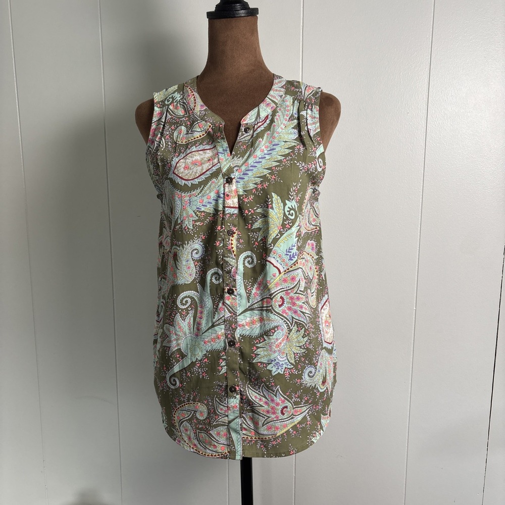 American Eagle Outfitters Women's S/P Sleeveless Blouse Green paisley print